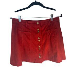 2/$30 ZARA Trafaluc Large Faux Suede Terra Cotta Button-Front Mini Skirt